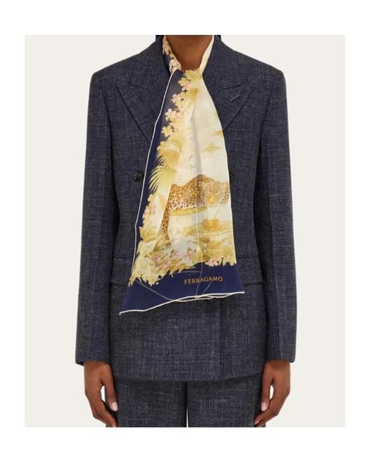 Ferragamo Yellow Jungle Print Silk Scarf
