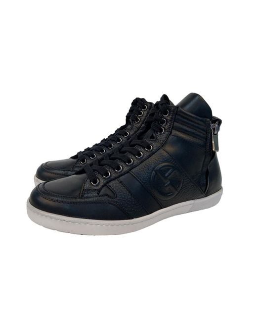 Giorgio Armani Black Lace-Up Casual Sneakers for men