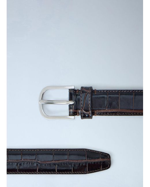 Totême White Crocodile-Embossed Leather Belt
