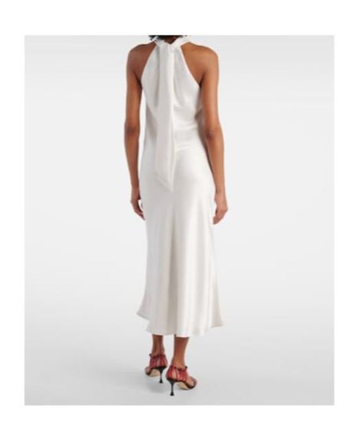 Galvan White Bridal Sienna Satin Midi Dress