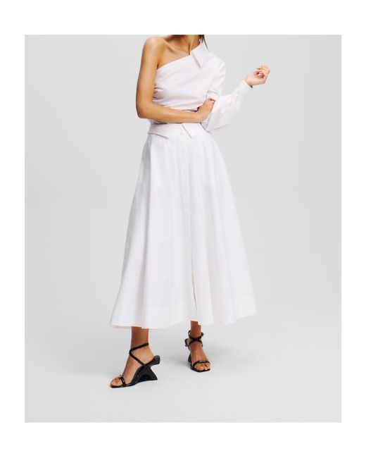 Karl Lagerfeld White Poplin Maxi Skirt