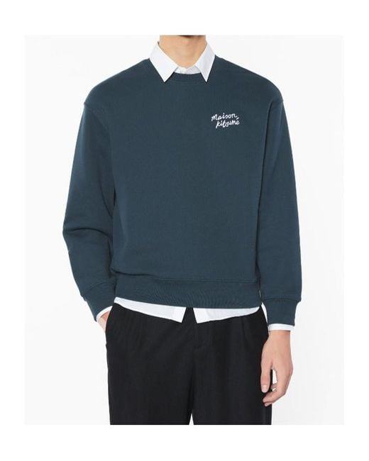 Maison Kitsuné Blue Logo-Print Sweatshirt for men