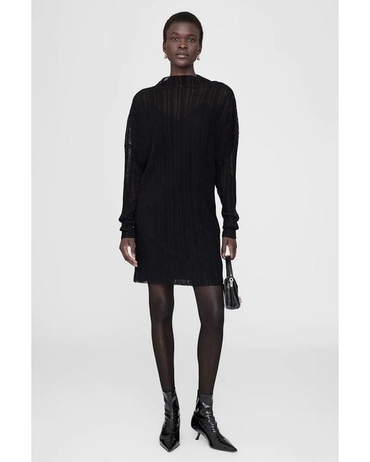 Anine Bing Black Clare Sheer Mini Dress