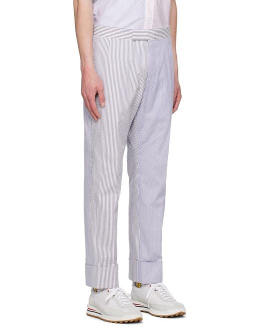 Thom Browne Gray Striped Maxi Turn-Up Hem Pants for men