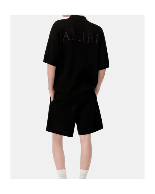 Amiri Black Crochet Mesh Shorts for men