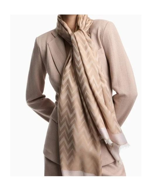 Emporio Armani Natural Herringbone Jacquard Scarf