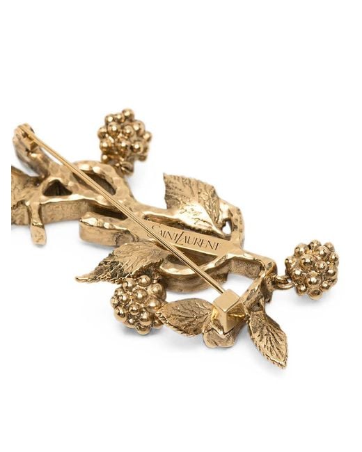Saint Laurent Metallic Berry-Motif Brooch