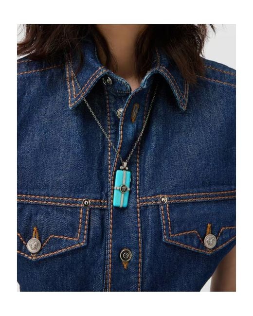 Versace Blue Pendant Stone Necklace
