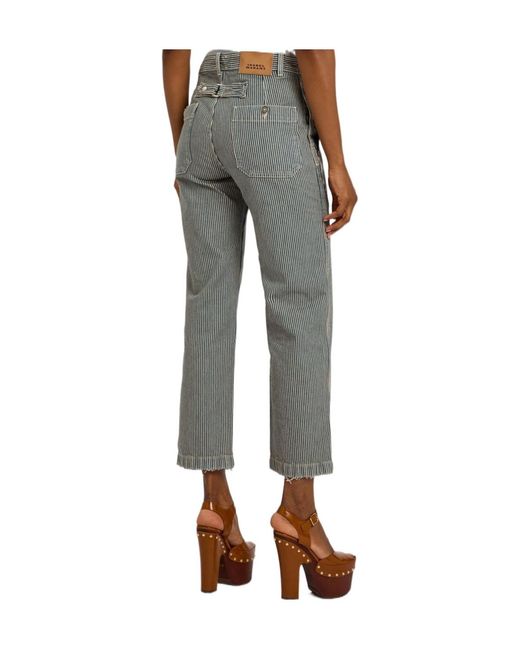 Isabel Marant Gray Cropped Straight-Leg Twill Jeans