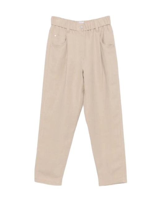 Brunello Cucinelli Natural Elastic-Waist Trousers