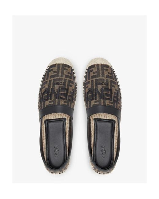 Fendi Gray Logo Embroidered Slip-On Espadrillas for men