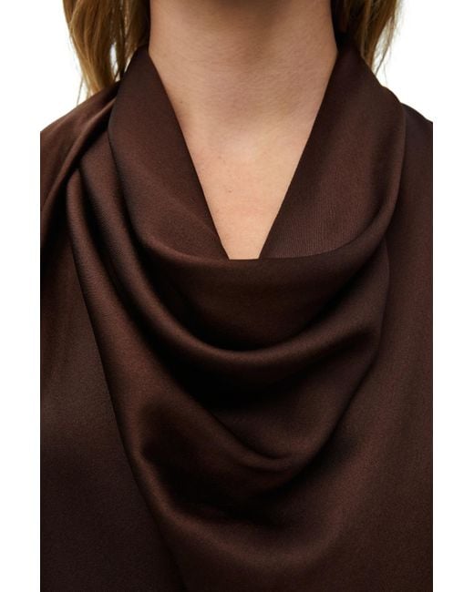 Loewe Brown Long Scarf Open-Back Halterneck Satin Dress