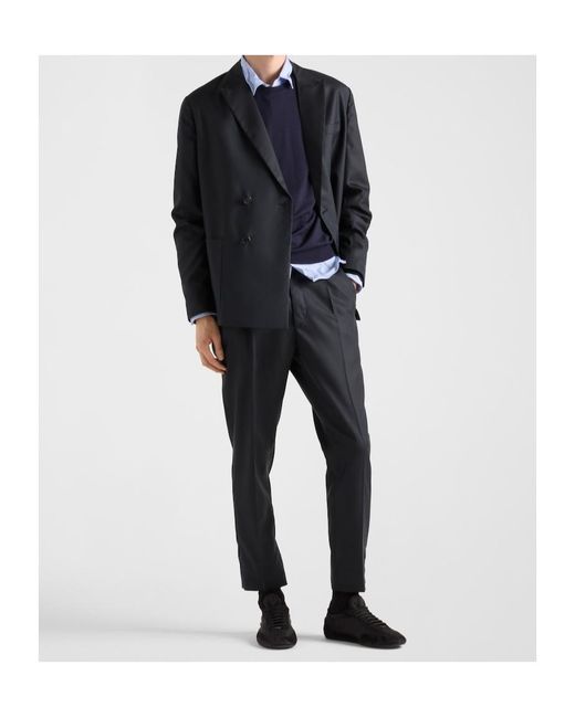 Prada Black Double-Breasted Silk Jacket for men
