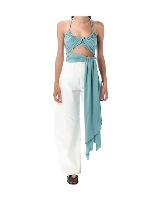 Alaïa Blue Alaïa Cross Pleat Top