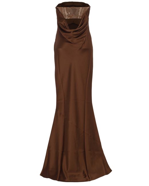 retroféte Brown Retrofete Embellished Strapless Dress