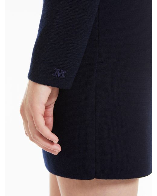 Max Mara Blue Wool Round-Neck Dress