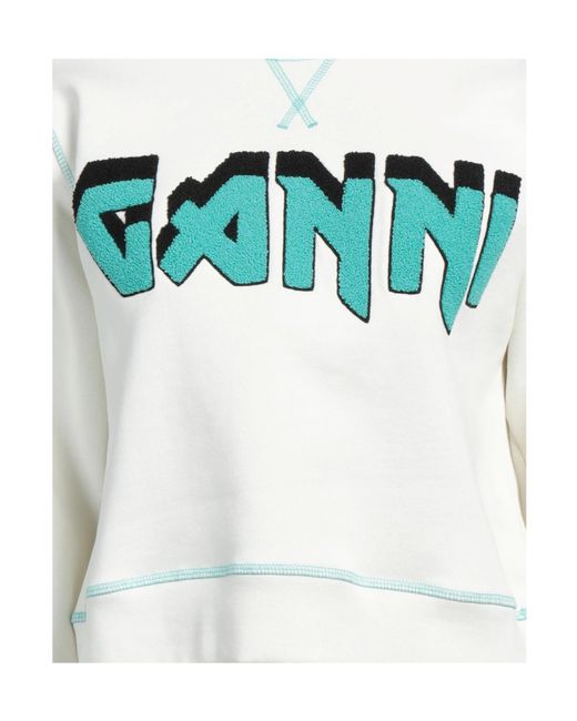 Ganni Blue Fashionable Versatile Solid Color Sweatshirt