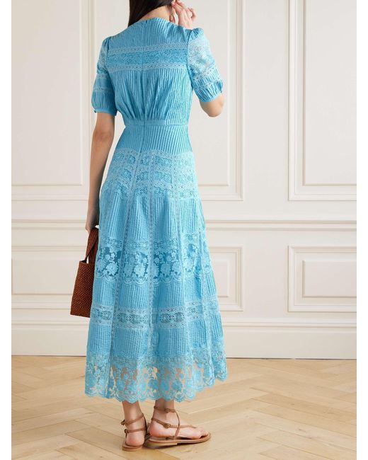 Saloni Blue Spliced Pleated Dress