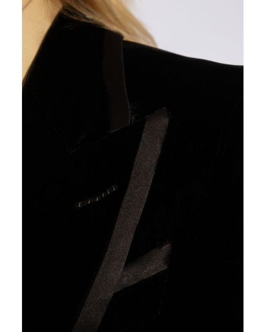 Tom Ford Black Single-Breasted Velvet Blazer