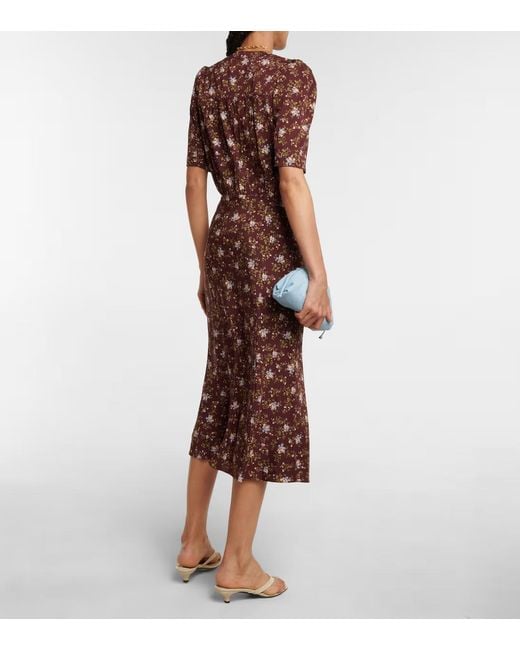 Veronica Beard Red Flower Pattern Printed Dress