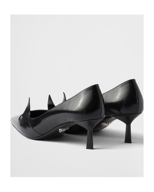 Prada Black Two-Tone Brushed Leather Pumps