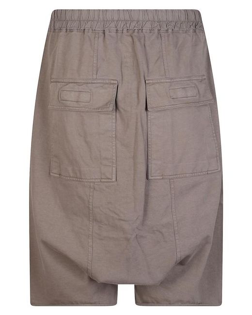 Rick Owens Gray Dropped-Crotch Drawstring Shorts for men
