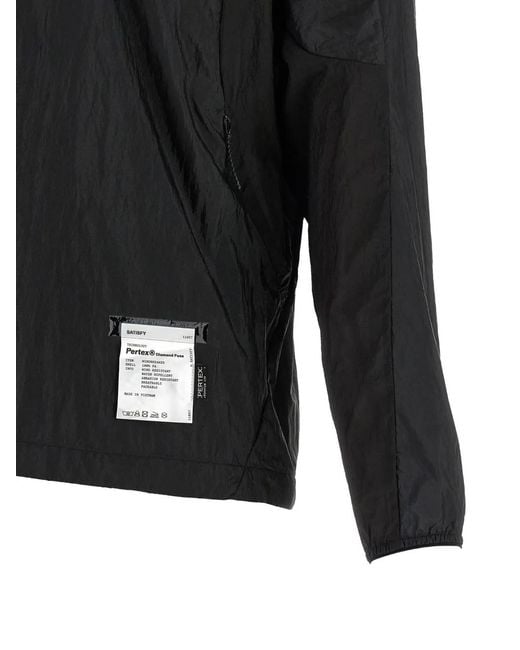 Satisfy Black Hooded Windproof Jacket for men
