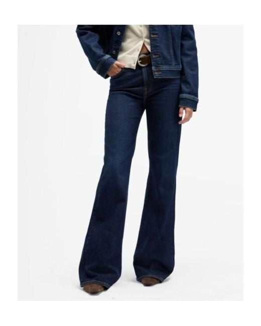 7 For All Mankind Blue High Waist Flared Jeans