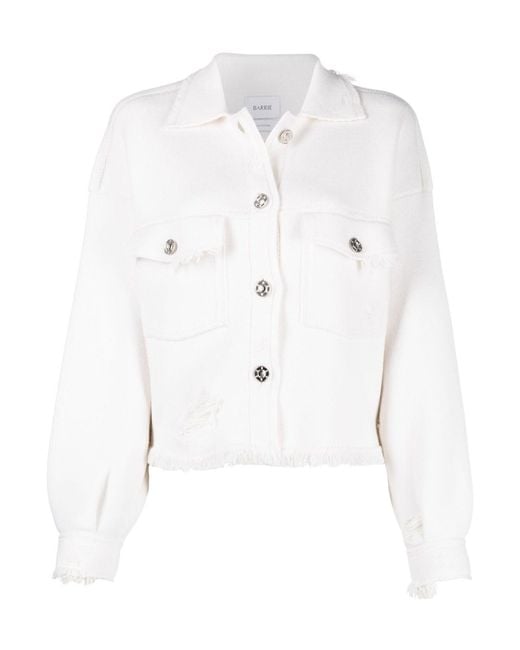 Barrie White Fringed Denim Jacket