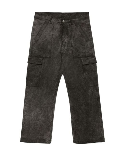Rick Owens Gray Distressed Cargo Trousers for men