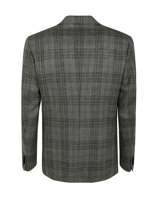 Zegna Gray Single Breasted Checked Tailored Blazer for men