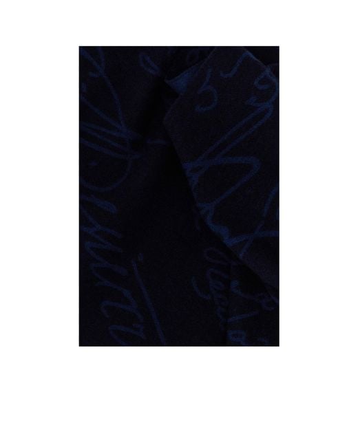 Berluti Blue Scritto Knit Scarf for men
