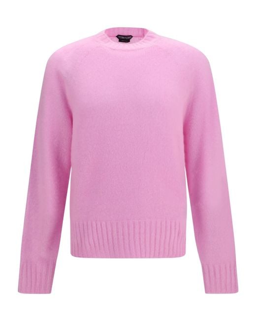 Tom Ford Pink Ribbed-Trim Long-Sleeve Sweater for men