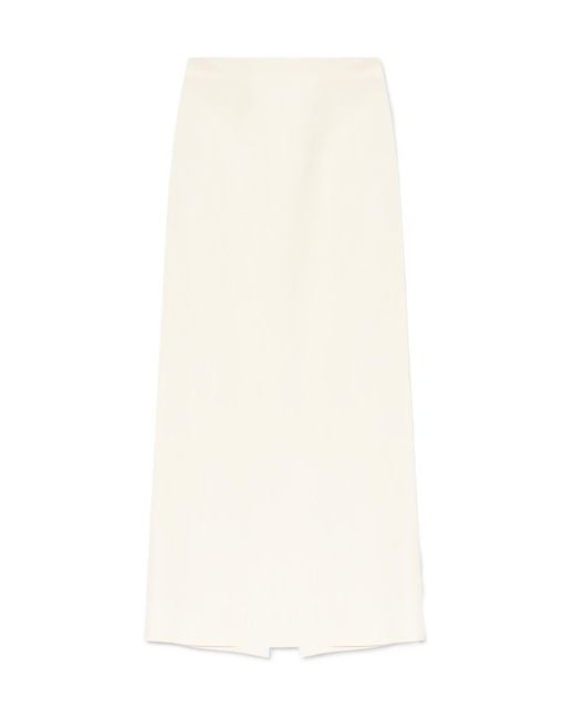 Ferragamo White Ferragamo High-Waist Straight Hem Maxi Skirt