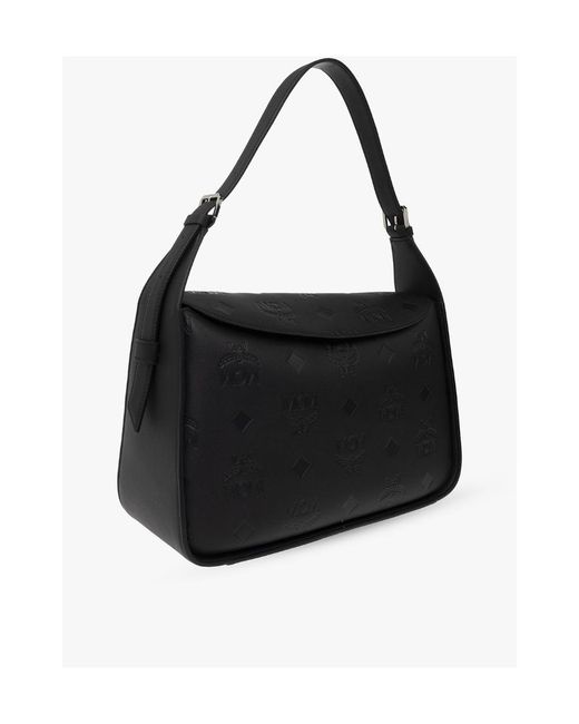 MCM Black Large Aren Hobo Leather Tote Bag