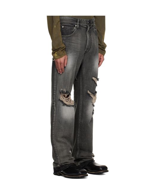 we11done Gray Ripped Denim Trouser for men