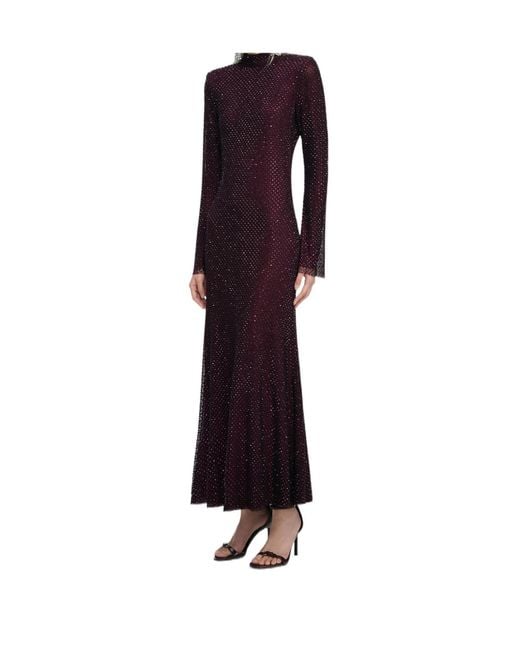 Self-Portrait Purple Long Sleeved Embellishd Dress