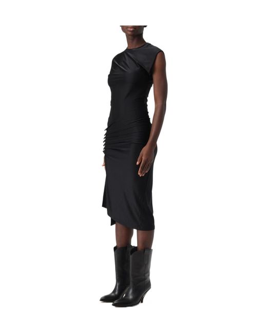 Rabanne Black Pleated Mid-Length Dress