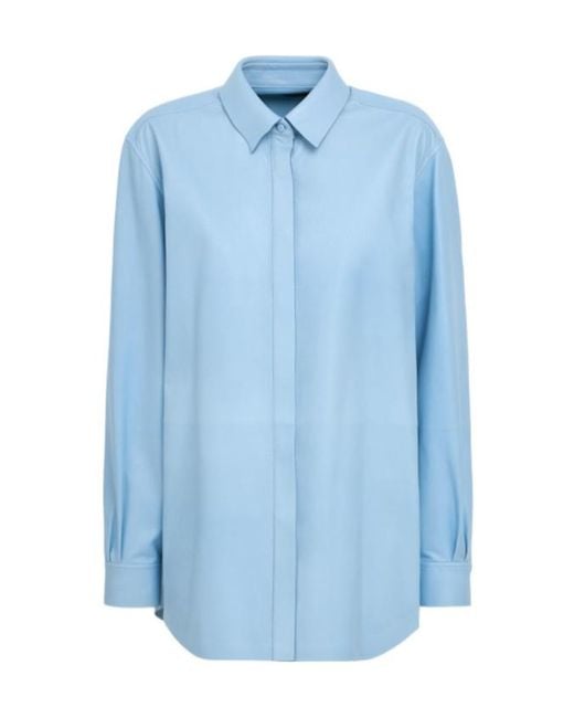 Tom Ford Blue French Plonge Leather Shirt