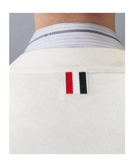 Thom Browne White Rwb-Stripe Cashmere Cardigan