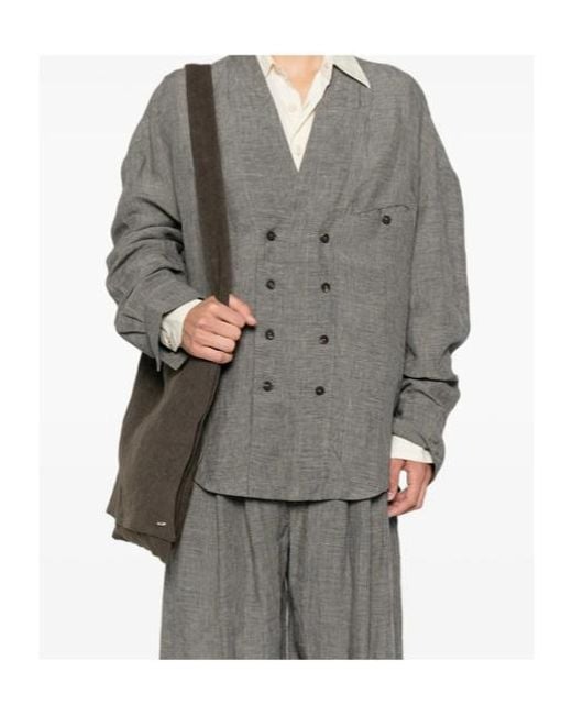 Ziggy Chen Gray Prince Of Wales Double-Breasted Jacket for men