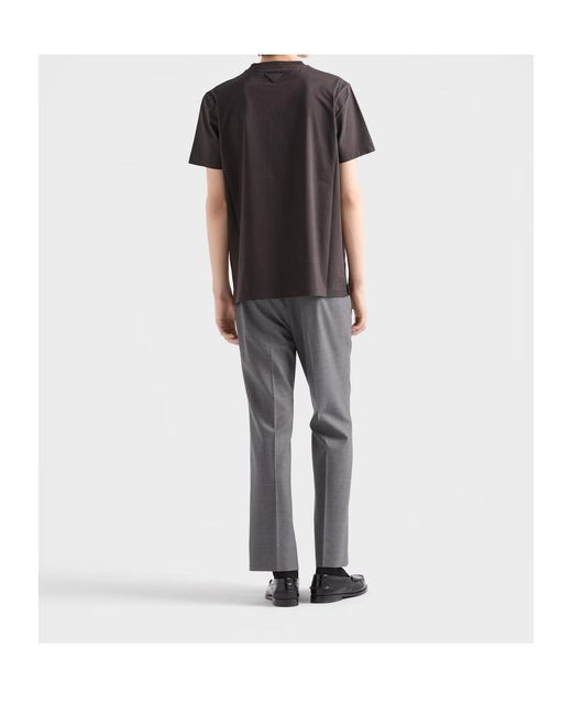 Prada Gray Printed Cotton T-Shirt for men