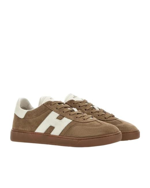 Hogan Brown H647 Logo-Patch Low-Top Sneakers for men