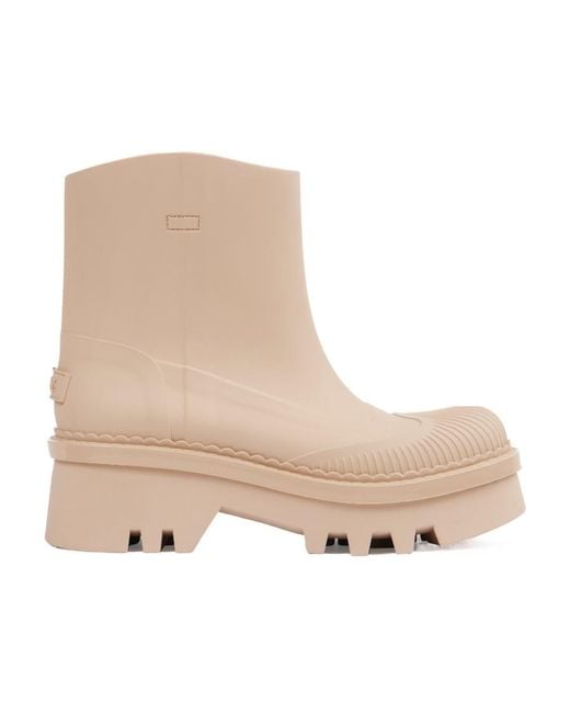 Chloé Natural Chloé Round Toe Chelsea Boots
