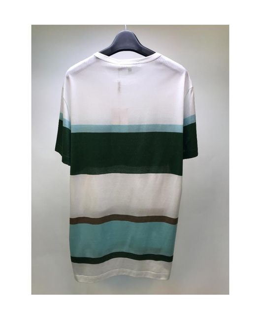 Ferragamo Green Striped Stitched Short-Sleeved T-Shirt for men
