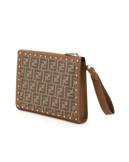 Fendi Brown Ff Motif Pouch for men