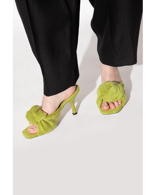 J.W. Anderson Green Terrycloth Open-Toe Mules