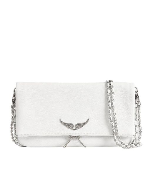 Zadig & Voltaire White Rock Grained Leather Clutch Bag
