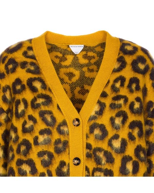 Bottega Veneta Yellow V-Neck Knitted Cardigan