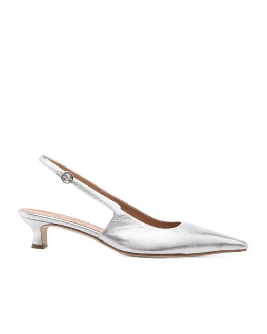 Aeyde White Catrina 35Mm Metallic-Leather Pumps